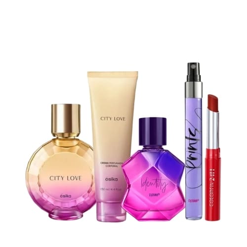 City Love + Crema City Love + Identity + Prints + Labial en barra 24H Pimienta Caliente