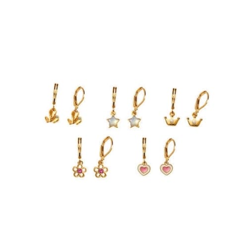 Golden Wish Estuche de aretes x5 para niñas