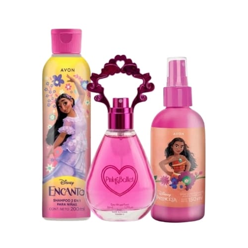 Kit niña: Shampoo Encanto 200 ml + Desenredante Princesa + Pink Ballet