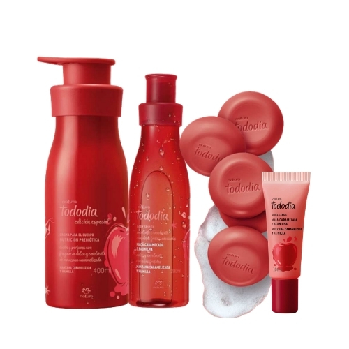 Pack Manzana Caramelizada: Crema 400 + Body Splash 200 ml + Jabones x5 unidades + Gloss