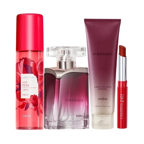 Red Rose + Vibranza 45 ml + Crema Vibranza 130 ml + Labial Mate en Barra 24H Pimienta Caliente