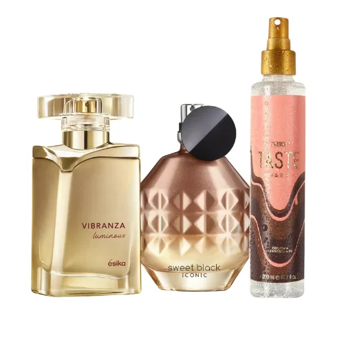 Vibranza Luminus + Sweet Black Iconic + Colonia Refrescante Taste Warm
